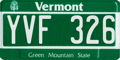 VT license plate YVF326