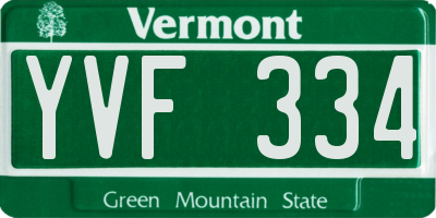VT license plate YVF334