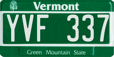 VT license plate YVF337