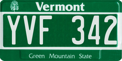 VT license plate YVF342