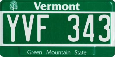 VT license plate YVF343