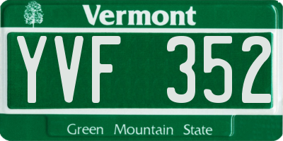 VT license plate YVF352