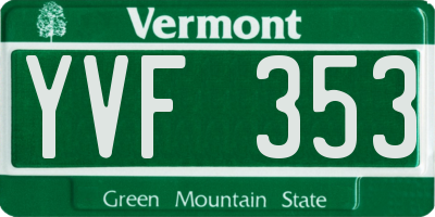 VT license plate YVF353