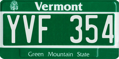 VT license plate YVF354