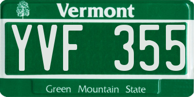 VT license plate YVF355