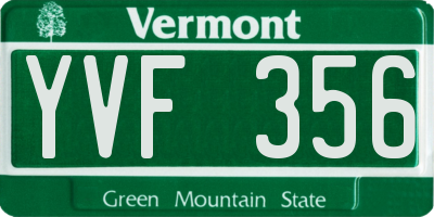 VT license plate YVF356