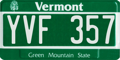 VT license plate YVF357