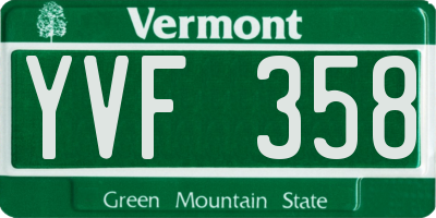 VT license plate YVF358