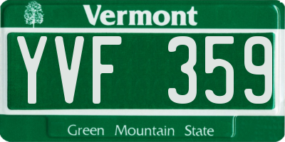 VT license plate YVF359