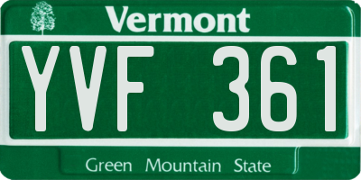 VT license plate YVF361