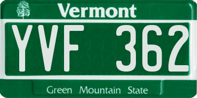 VT license plate YVF362