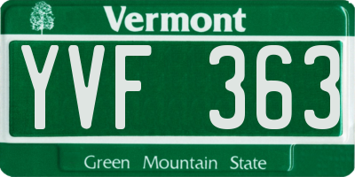 VT license plate YVF363