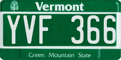 VT license plate YVF366