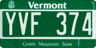VT license plate YVF374