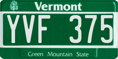 VT license plate YVF375
