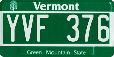 VT license plate YVF376
