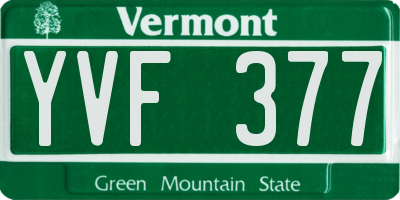 VT license plate YVF377