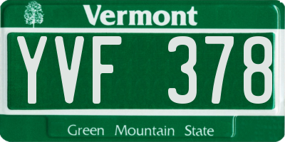 VT license plate YVF378