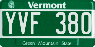 VT license plate YVF380