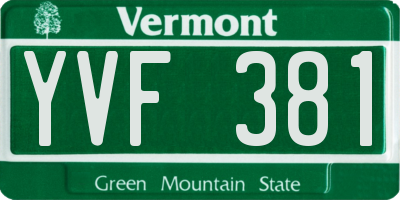 VT license plate YVF381