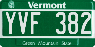 VT license plate YVF382
