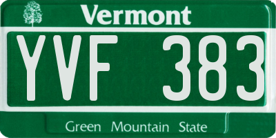 VT license plate YVF383