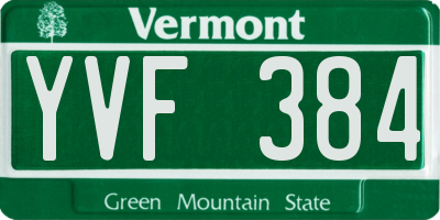 VT license plate YVF384