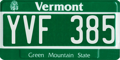 VT license plate YVF385