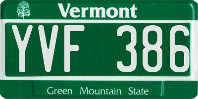VT license plate YVF386