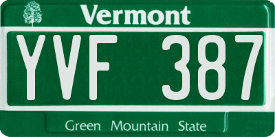 VT license plate YVF387