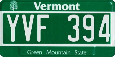 VT license plate YVF394