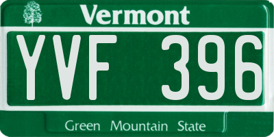 VT license plate YVF396