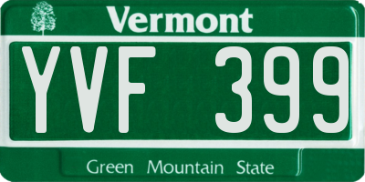 VT license plate YVF399