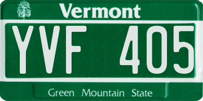 VT license plate YVF405