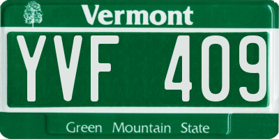 VT license plate YVF409