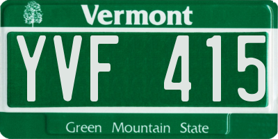 VT license plate YVF415