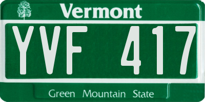 VT license plate YVF417