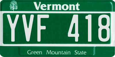 VT license plate YVF418