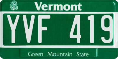 VT license plate YVF419