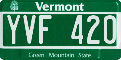 VT license plate YVF420