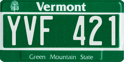 VT license plate YVF421
