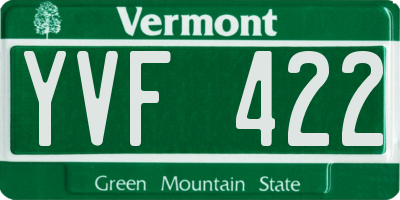 VT license plate YVF422