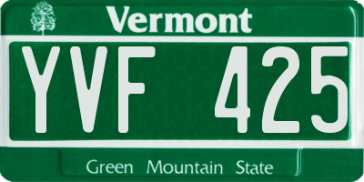 VT license plate YVF425
