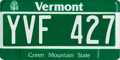 VT license plate YVF427