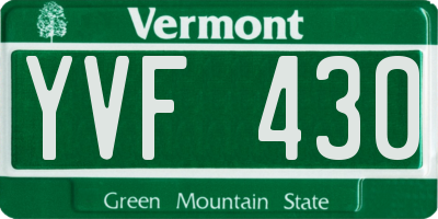 VT license plate YVF430