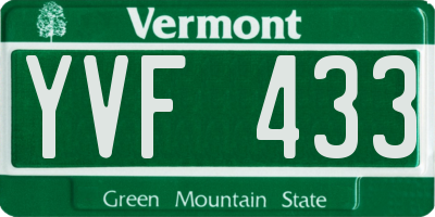 VT license plate YVF433