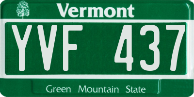 VT license plate YVF437