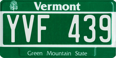 VT license plate YVF439