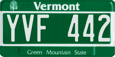 VT license plate YVF442