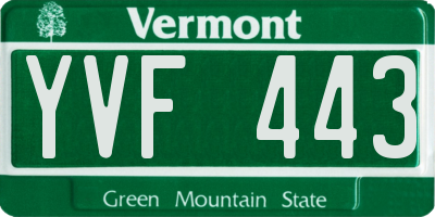 VT license plate YVF443
